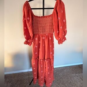 Floral Flowy Red Dress - Size S